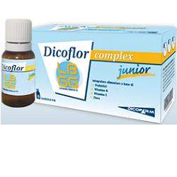 dicoflor complex junior integratore alimentare di probiotici, vtamine B, vitamina C e zinco 12 flaconcini