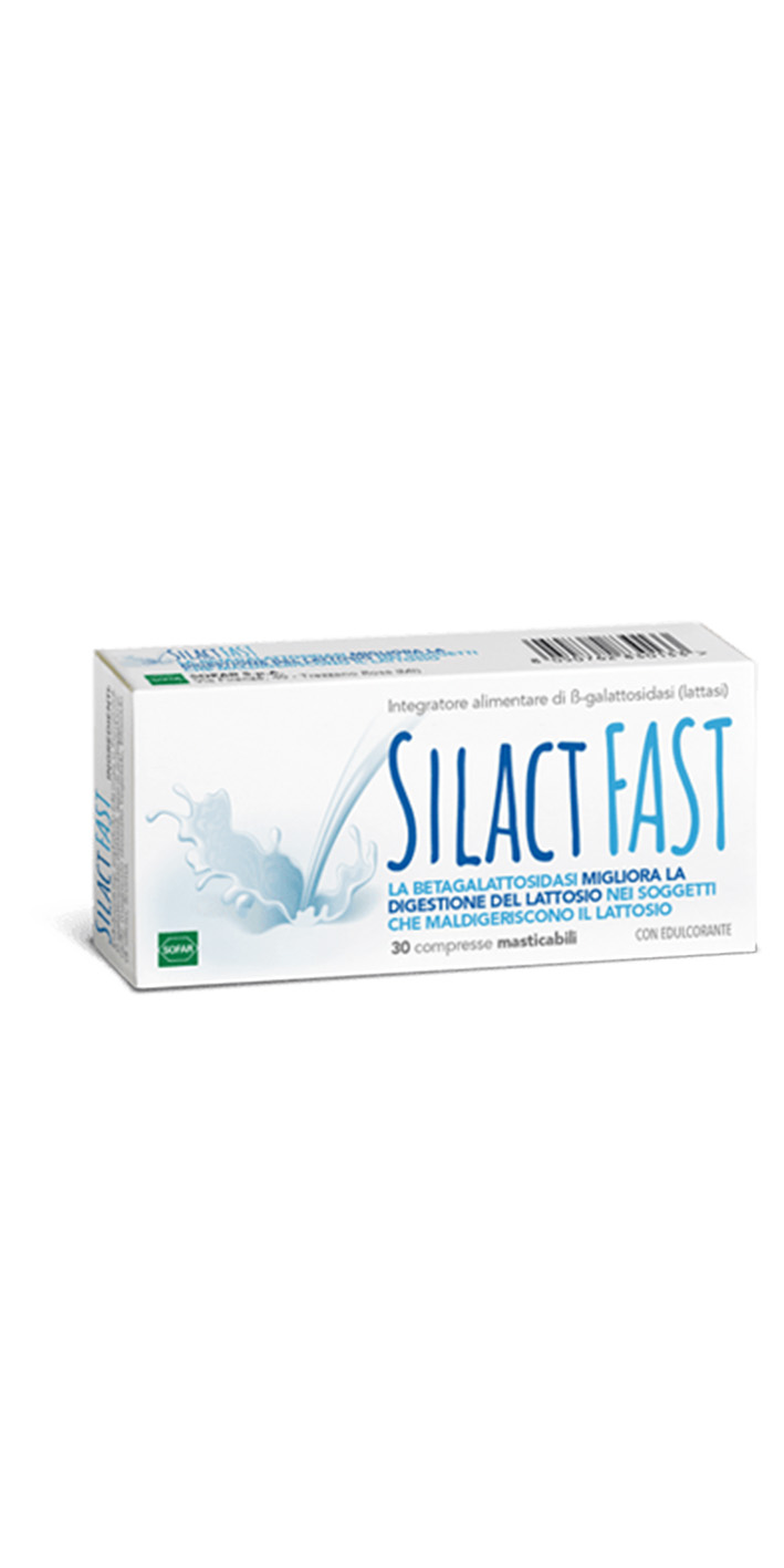 silact fast integratore alimentare di β-galattosidasi, indicato nei soggetti intolleranti al lattosio 30 compresse